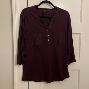 Ann Taylor Burgundy Henley Top